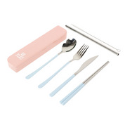 Take Me Away Cutlery Kit Silver with Powder Blue Handle