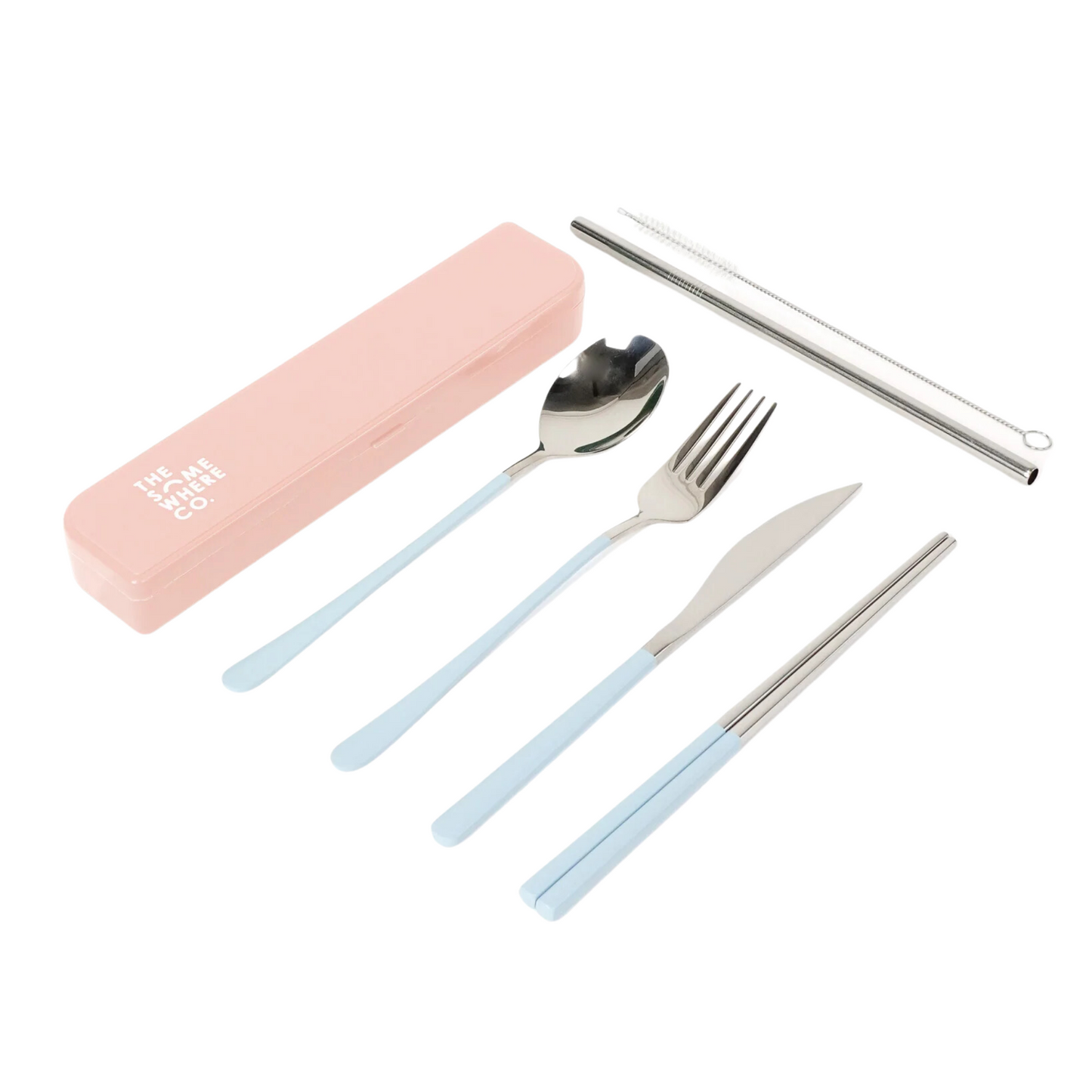 Take Me Away Cutlery Kit Silver with Powder Blue Handle