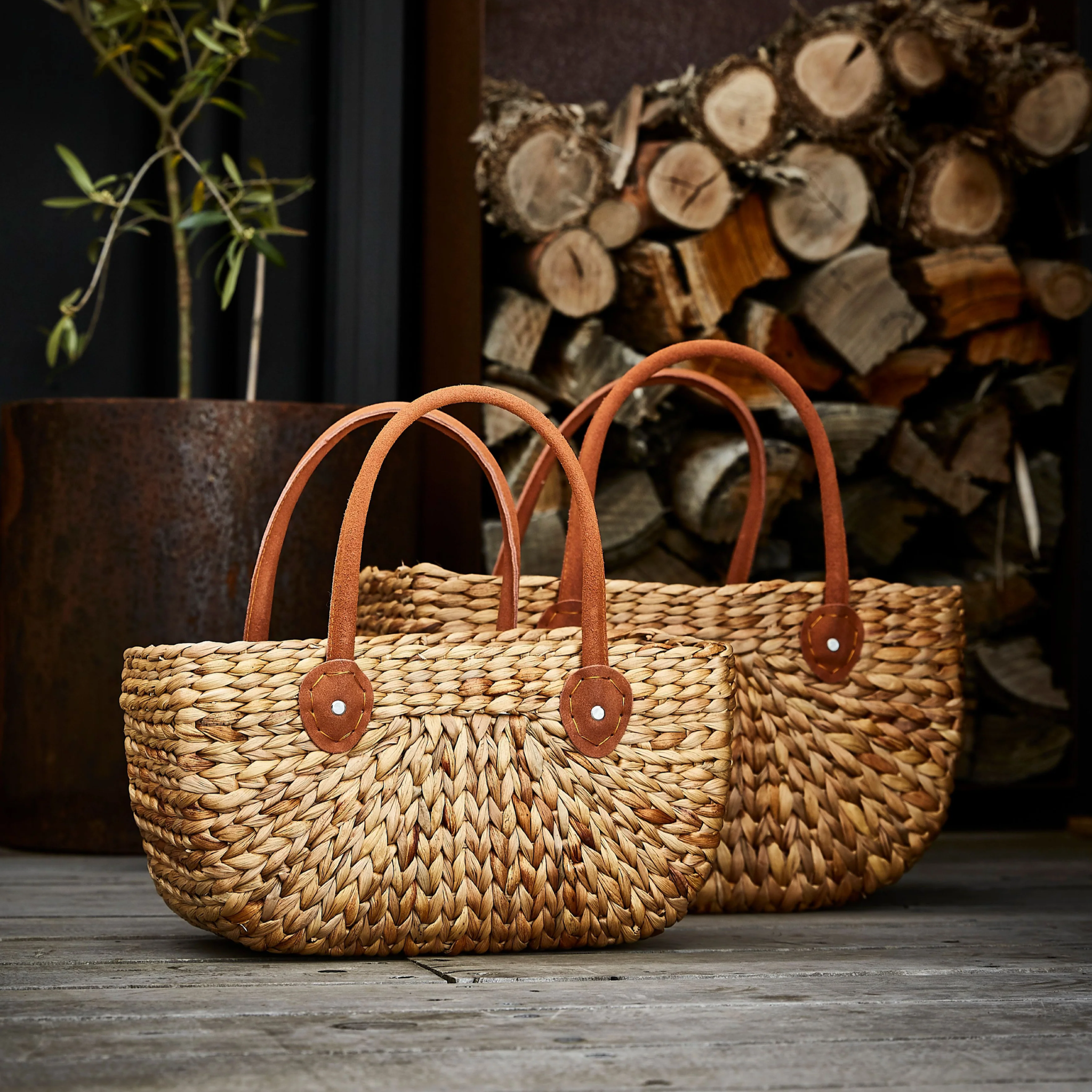 Harvest Baskets Set Of 2 Suede