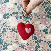 Felt Heart Keychain Charm Red