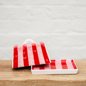 Pink & Red Stripe Butter Dish