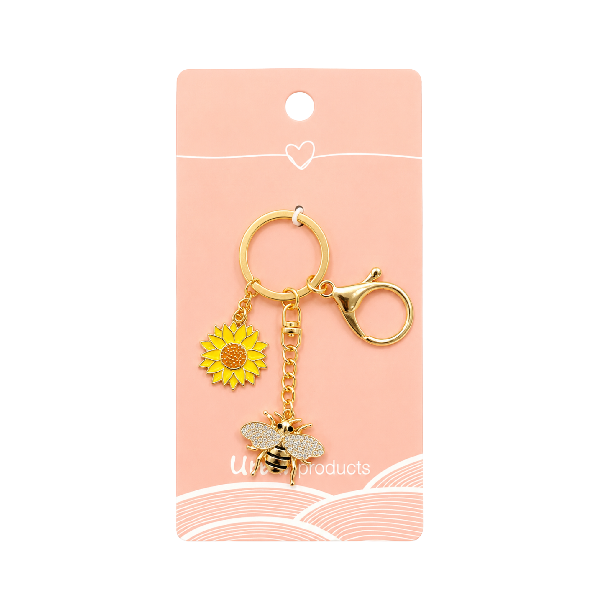 Sunflower & Bee Keyring Yellow