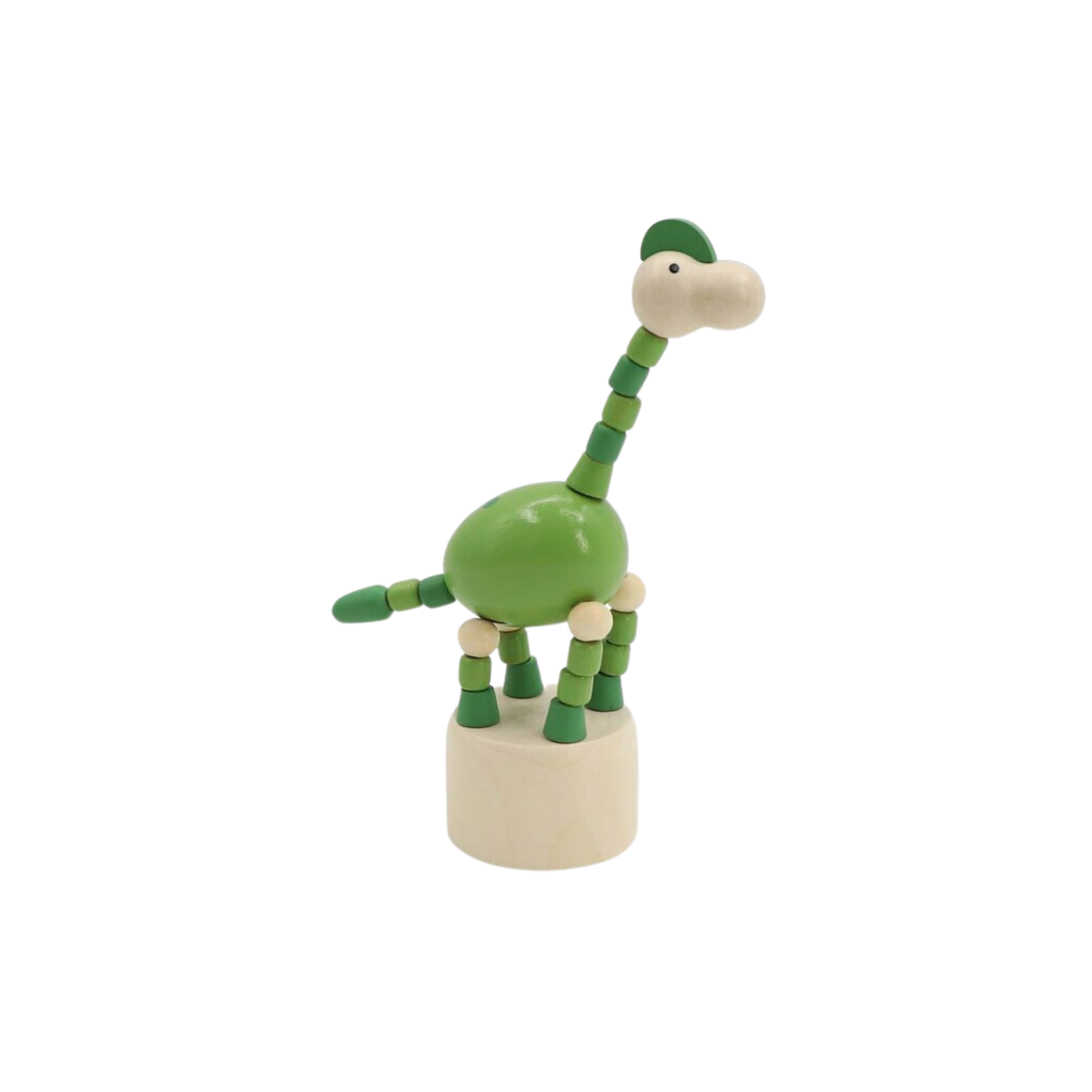 Wooden Dancing Push Puppet Dinosaur Green