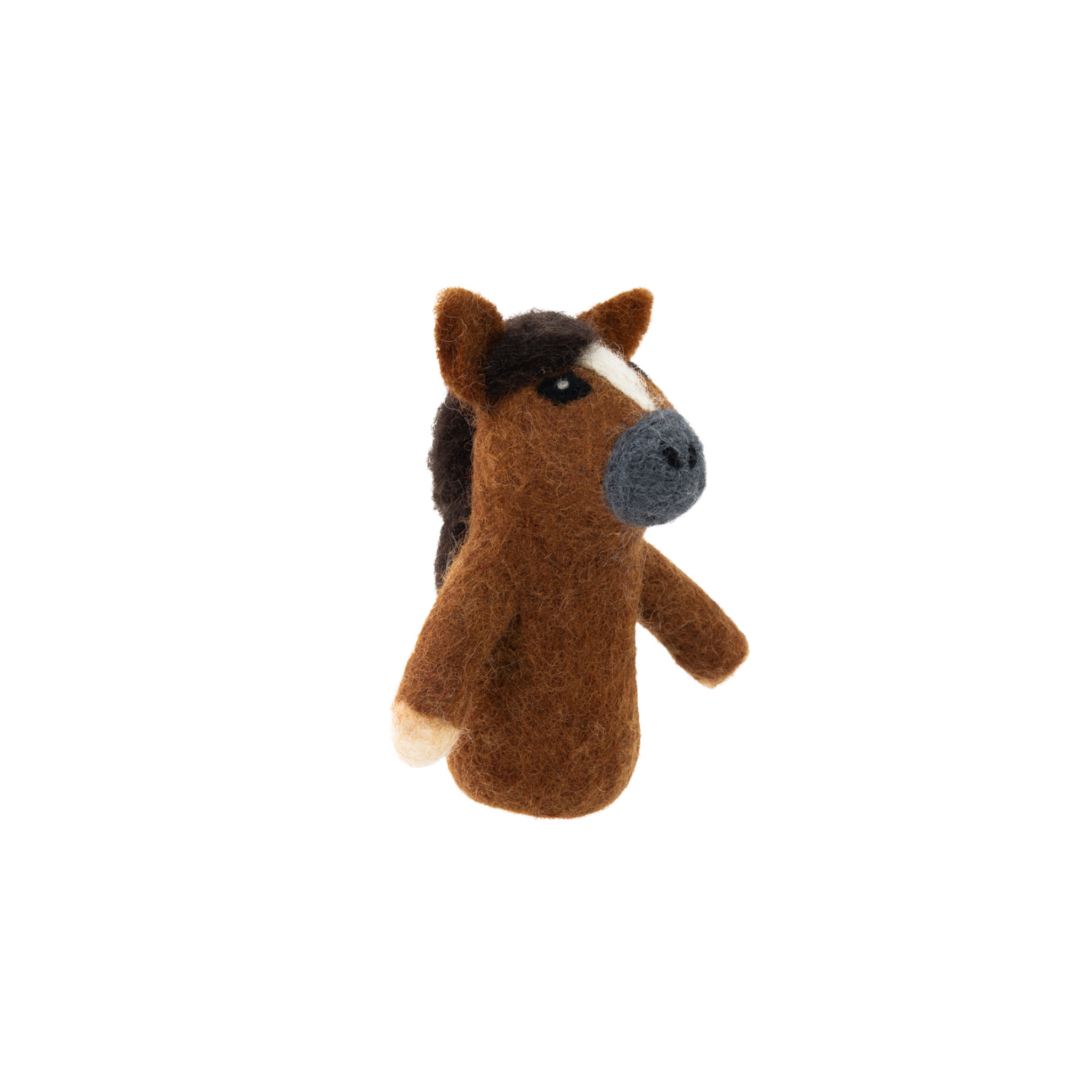 Felted Finger Puppet Dark Brown Horse