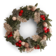 Felt Christmas Wreath Red Berries & Acorns