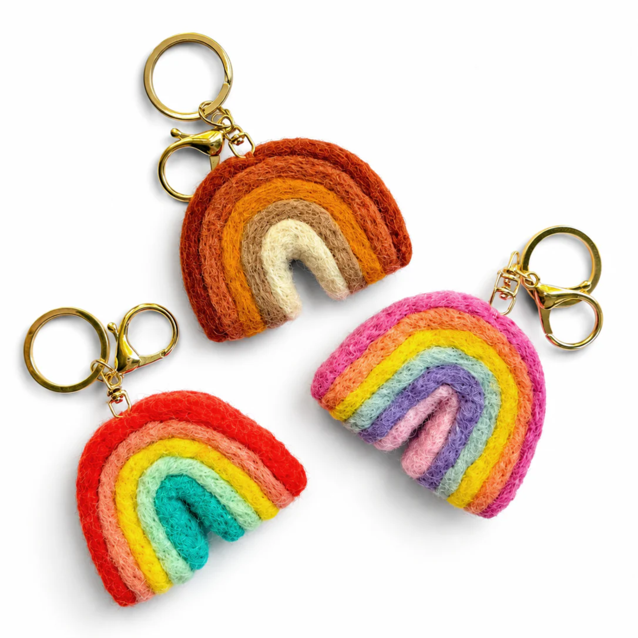 Felt Rainbow Keychain Charm Terracotta