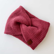 Twist Knit Wool Headband Raspberry