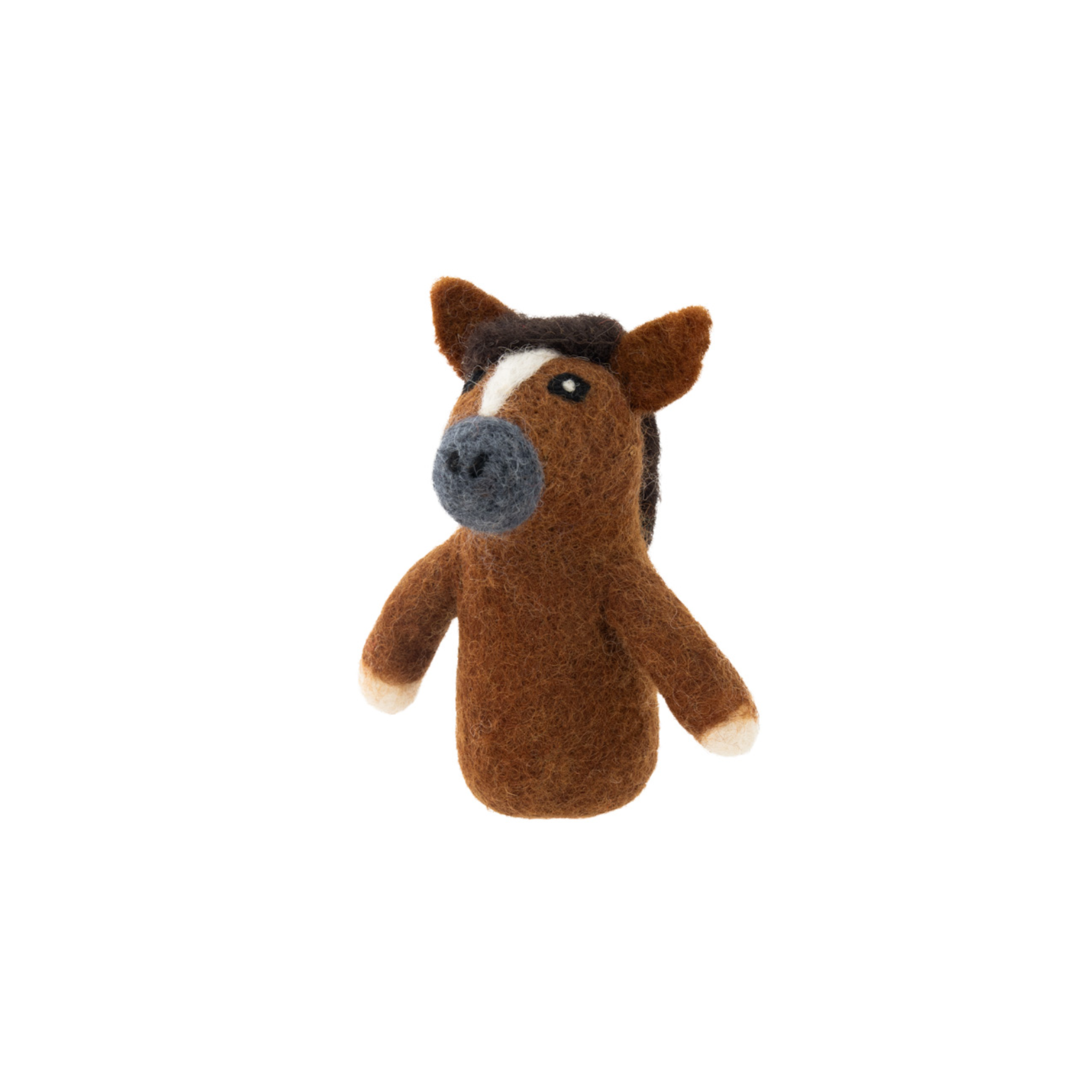 Felted Finger Puppet Dark Brown Horse