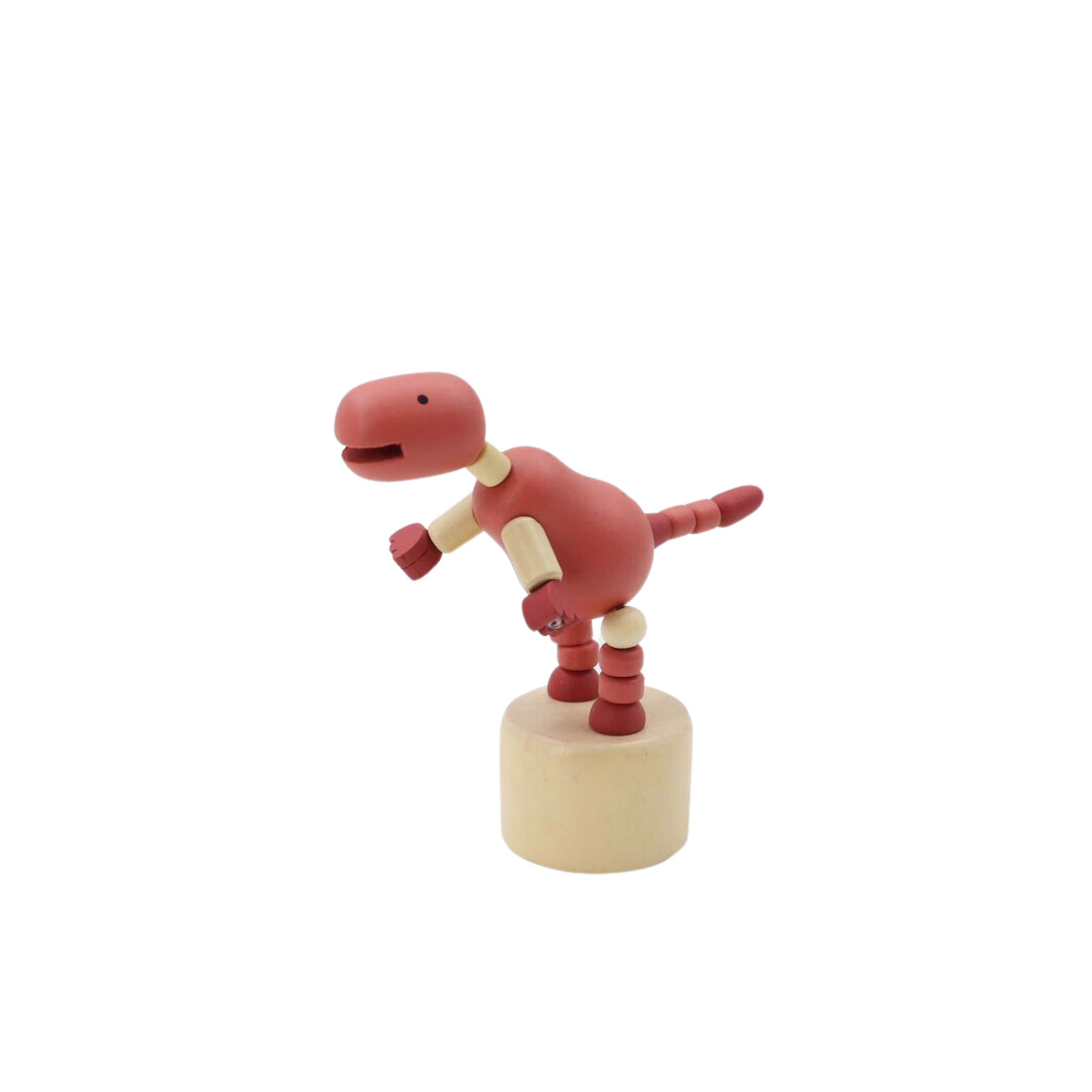 Wooden Dancing Push Puppet Dinosaur Red