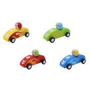Wooden Pull Back Racing Car Yellow