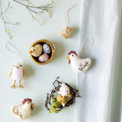 Set Of 3 Felt Mini Chicklet Bird Hanging Decorations