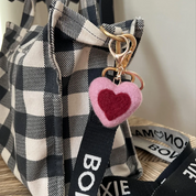 Felt Heart Keychain Charm Pink