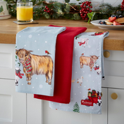 3 Pack Of Tea Towels Christmas On The Farm