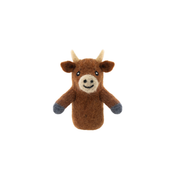 Felted Finger Puppet Highland Cow