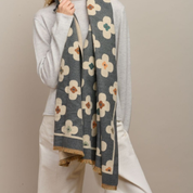 Grey Autumn Flower Scarf