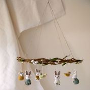 Small Bunny with Bow Felt Hanging Decoration White