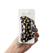 Large Flower Print Hair Claw Clip Black Floral