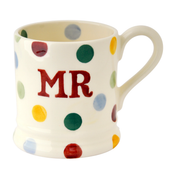 Polka Dot Mr & Mrs Set of Two 1/2 Pint Mugs
