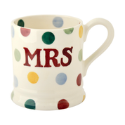 Polka Dot Mr & Mrs Set of Two 1/2 Pint Mugs