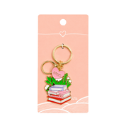 Book Lover Keyring Pink