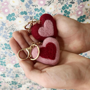 Felt Heart Keychain Charm Pink