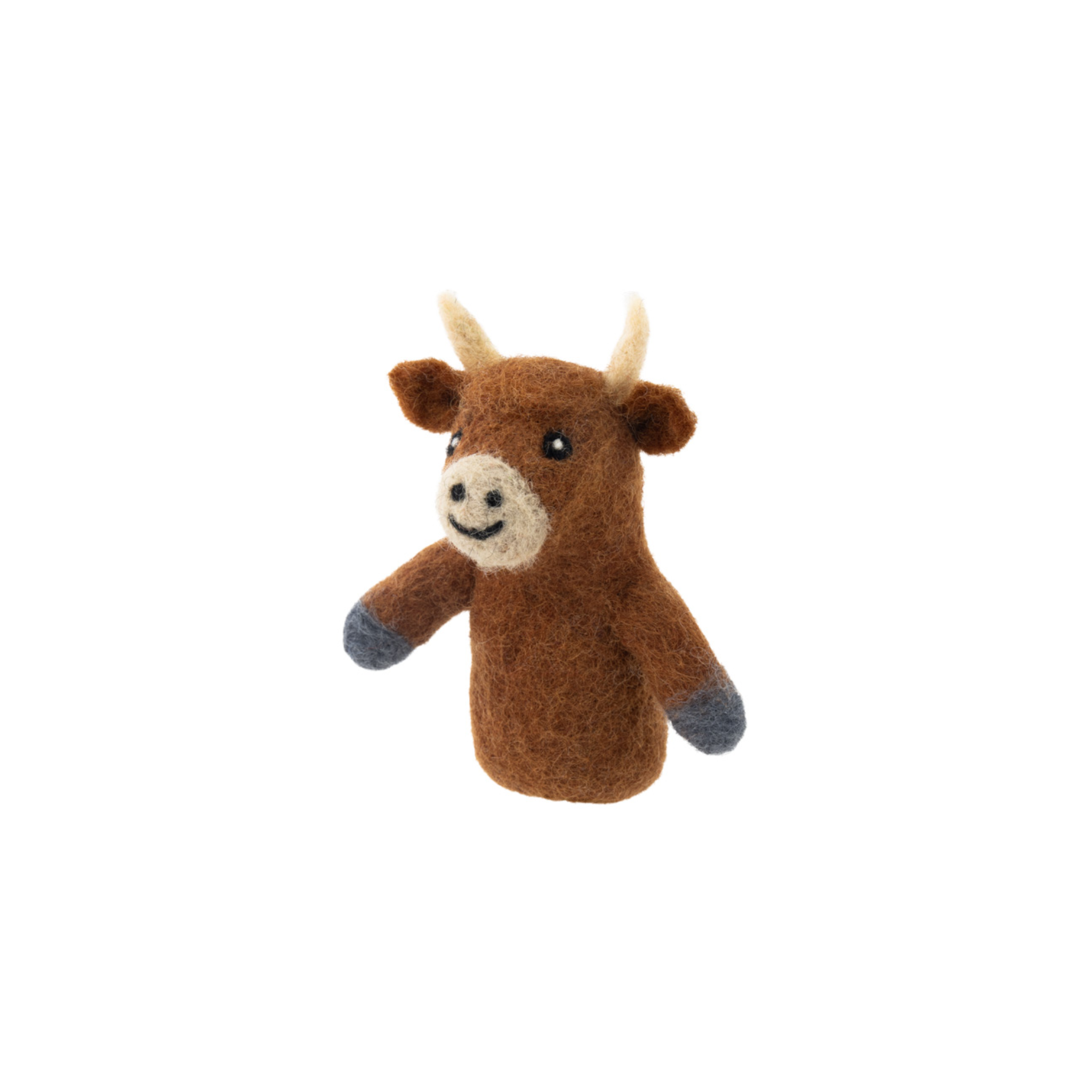 Felted Finger Puppet Highland Cow