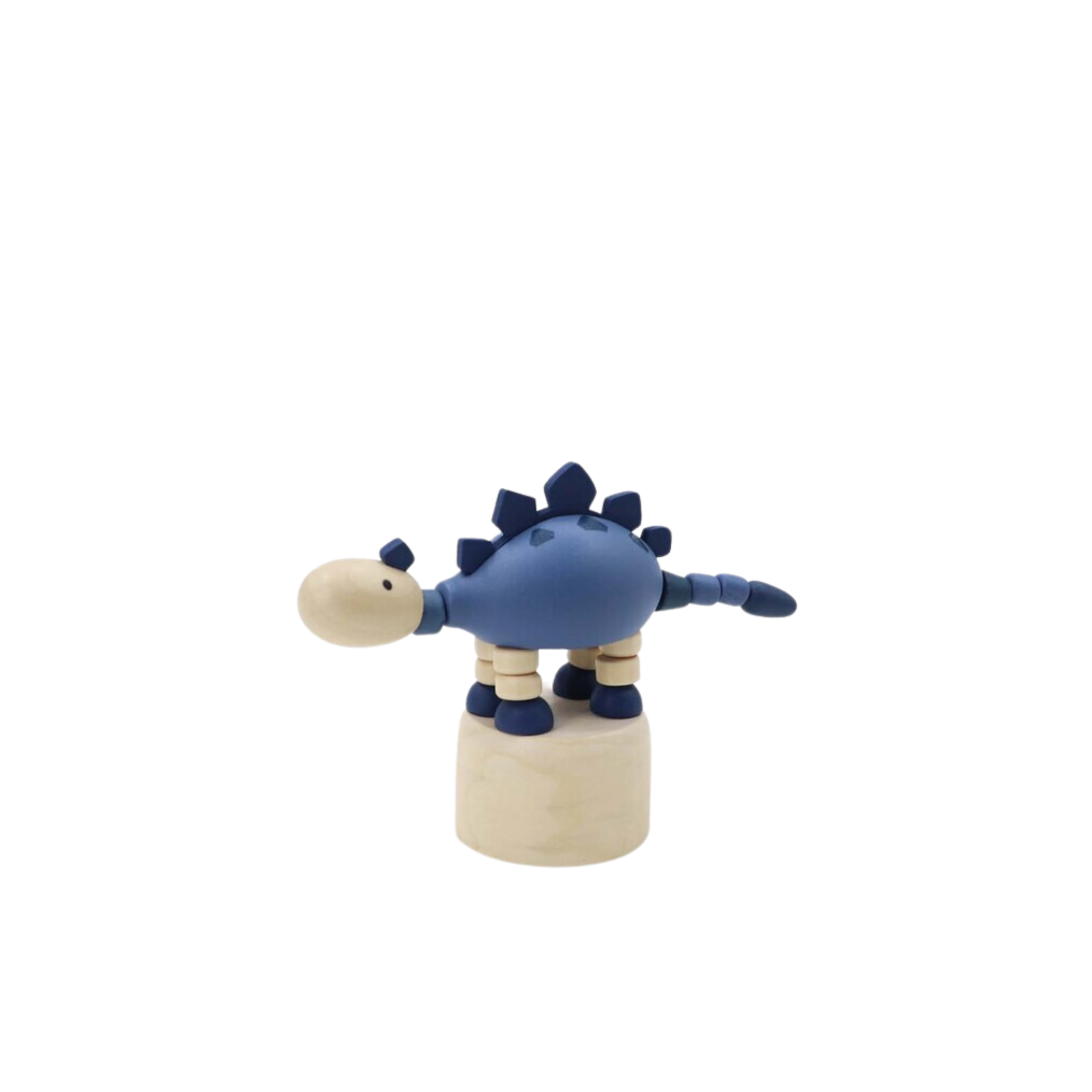 Wooden Dancing Push Puppet Dinosaur Blue