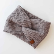 Twist Knit Wool Headband Lilac Grey
