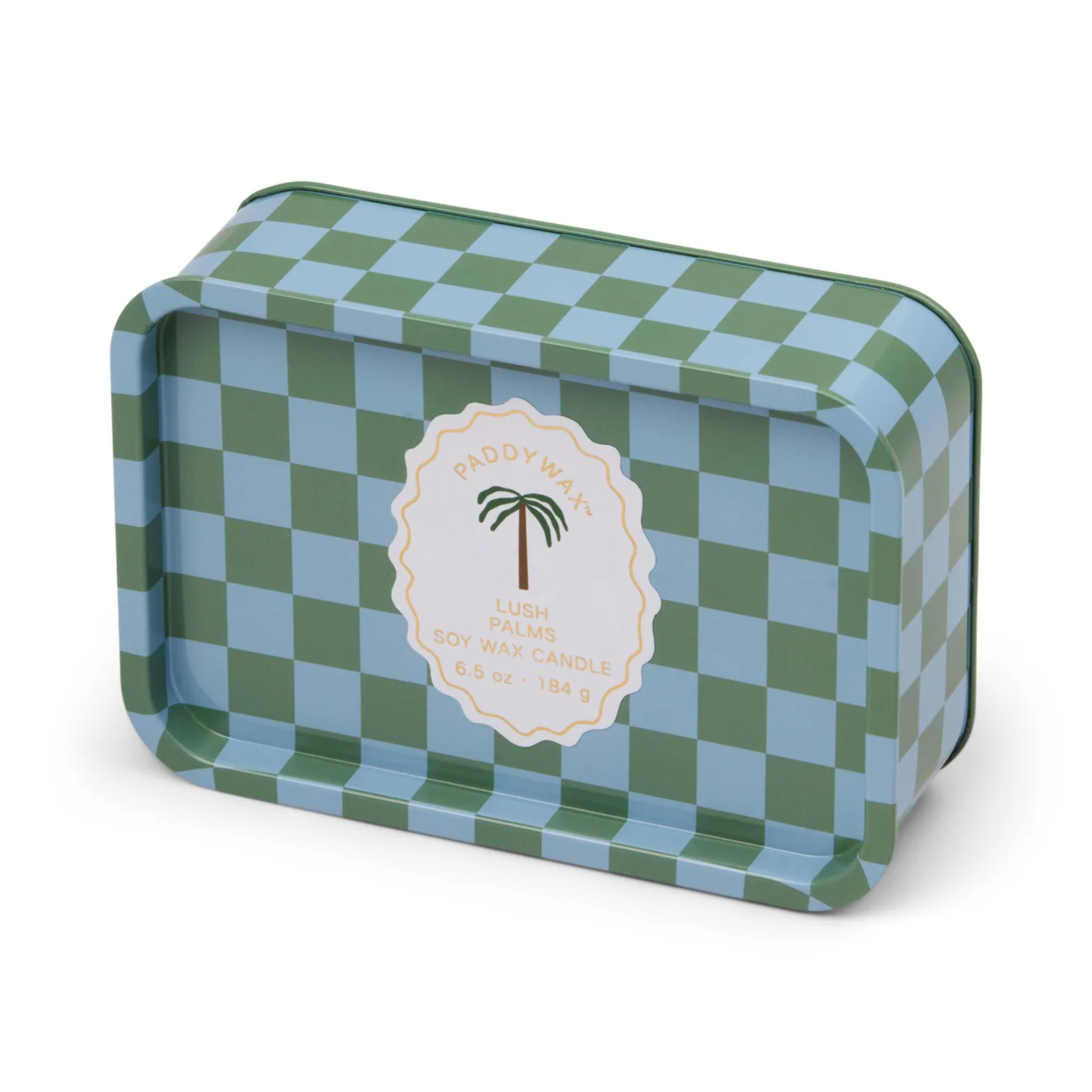 A Dopo 6.5oz Printed Tin Candle Lush Palms