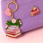 Book Lover Keyring Pink