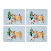 Set Of 4 Placemats Christmas On The Farm