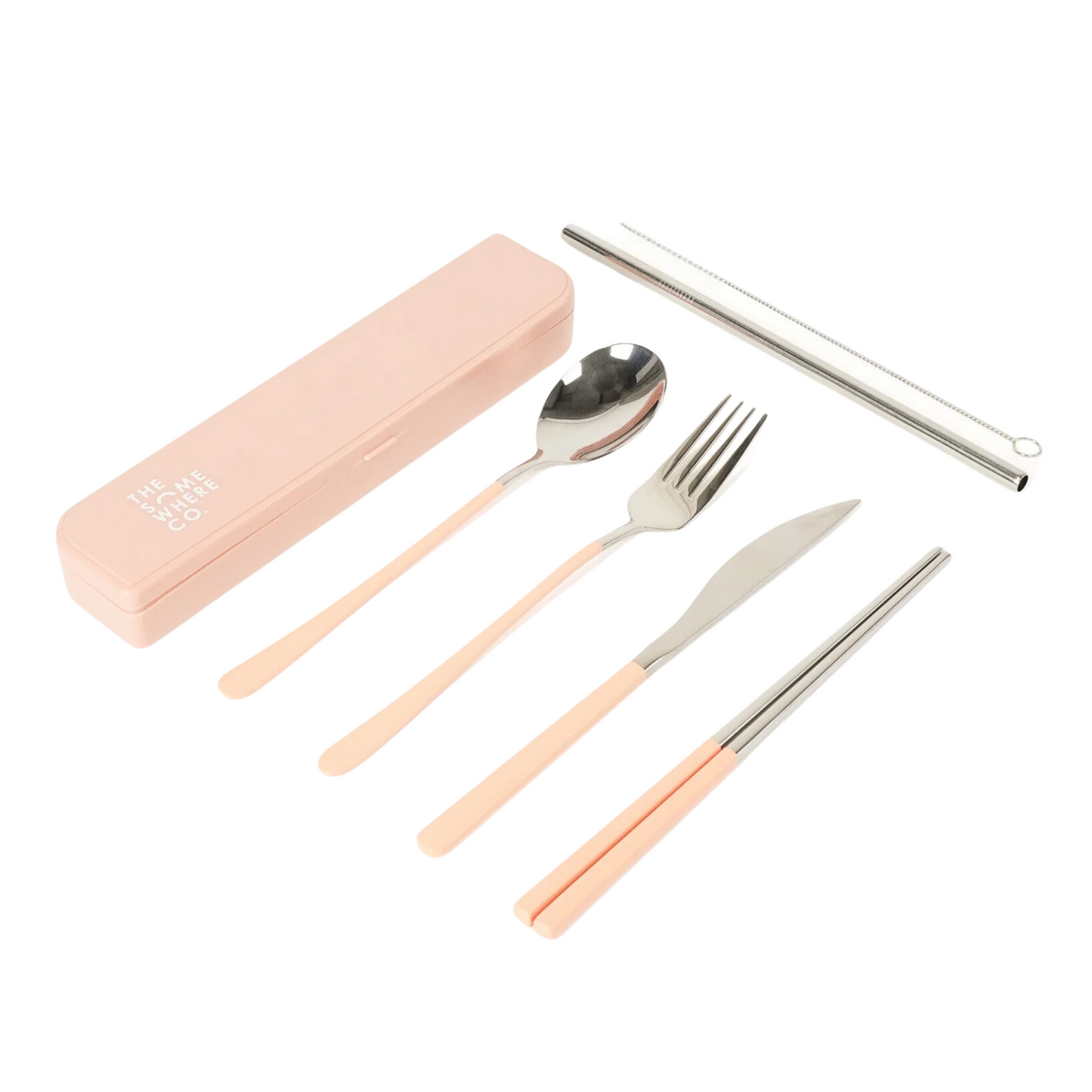 Take Me Away Cutlery Kit Silver with Blush Handle