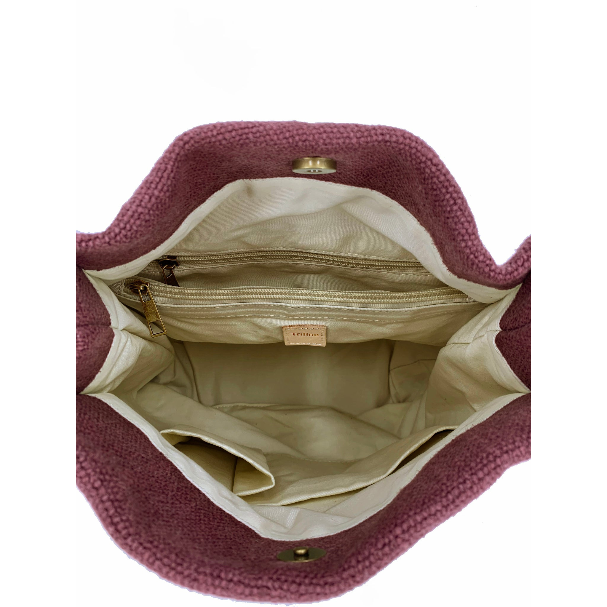 Natural Long Handle Bag Plum