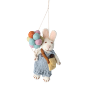Bunny Boy White Blue Pants & Balloons Felt Hanging Decoration