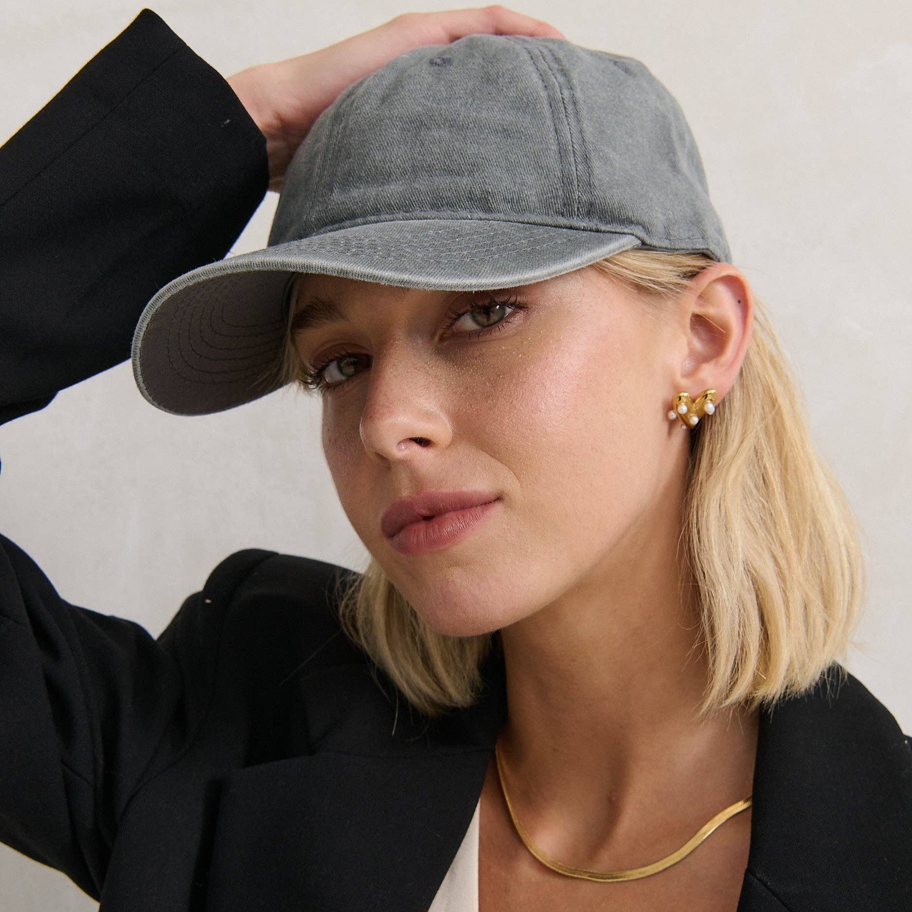 Christina Cotton Baseball Cap Grey