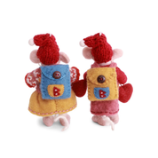 Set Of 2 Felt Mice with Hearts Figurines Small