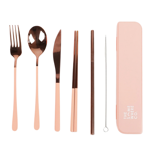 Take Me Away Cutlery Kit Rose Gold with Blush Handle