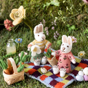 Felt Bunny Girl Skirt & Snowdrop Figurine Small