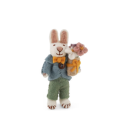 Felt Bunny Boy Bouquet Figurine Small
