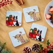 Set Of 4 Coasters Christmas On The Farm