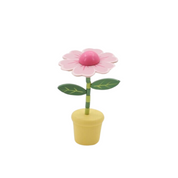 Wooden Dancing Push Puppet Flower Pink & Yellow