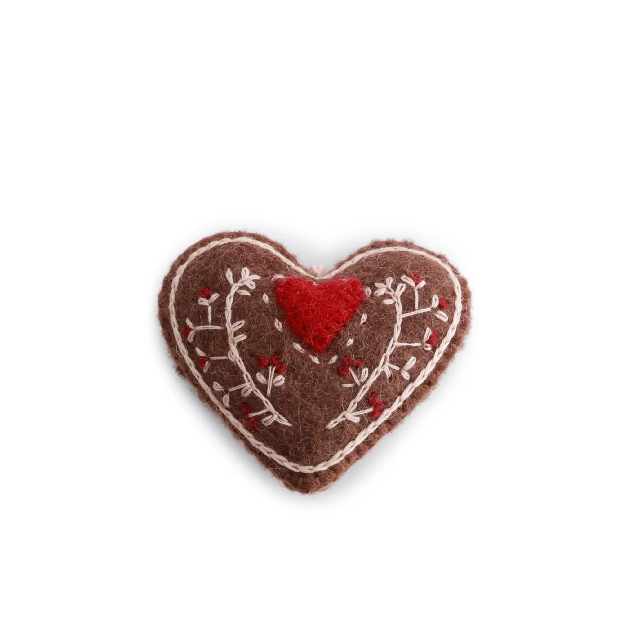 Felt Christmas Gingerbread Heart Decoration