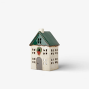 Christmas Tea Light House Green with Wreath Small