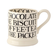 Black Toast All Over Writing 1/2 Pint Mug