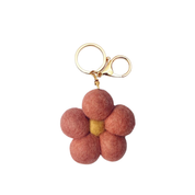 Felt Flower Keychain Charm Rust