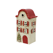 Alsace Tea Light Villa Christmas Stone with Red Shutters