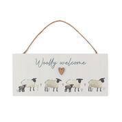 Rectangular Plaque Woolly Welcome Highland Sheep