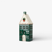 Christmas Tea Light House Green with Wreath Large