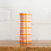 Orange & Pink Gingham Small Vase