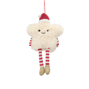 Fluffy Star Hanging Decoration Cream & Red